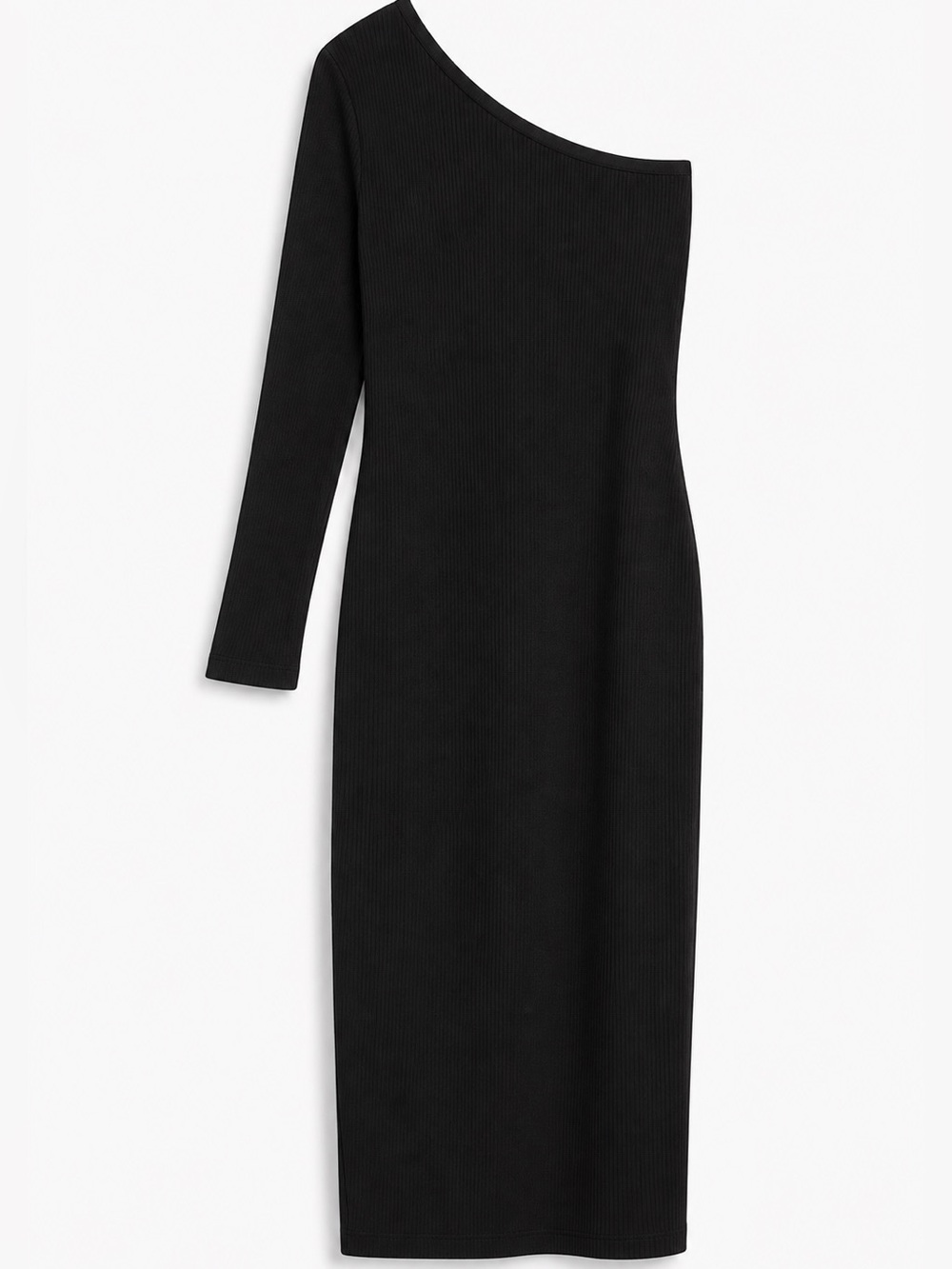 NWT Gap One-Shoulder Rib Midi Dress in Black